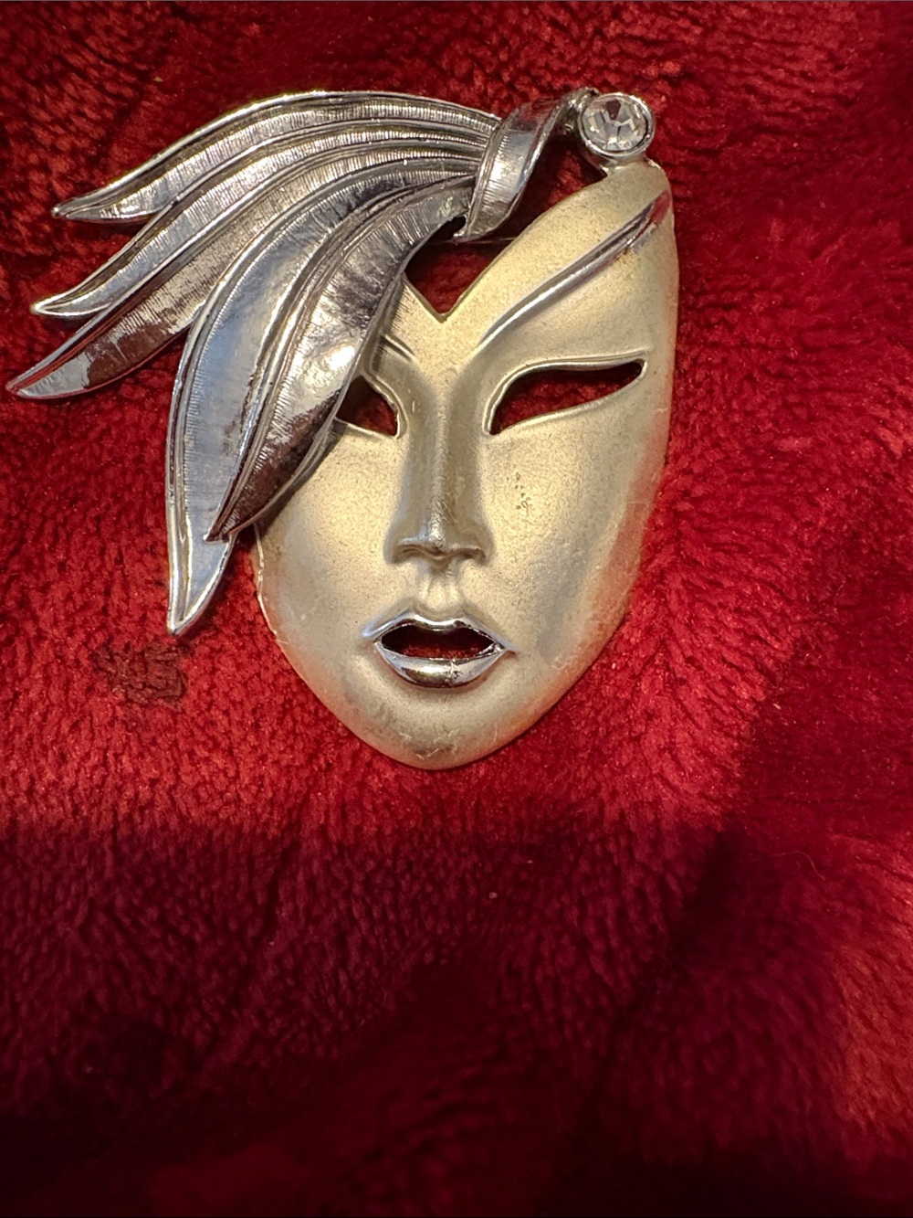 Gold and Silver Mask Pin Brooch - Women Accessories